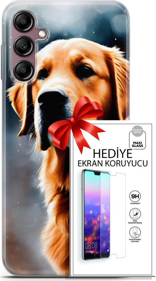 Samsung Galaxy A14 5G Kılıf Orijinal Seri Dogs 16 Golden Retriever Hediyelik Kılıf Ve Ekran Koruyucu