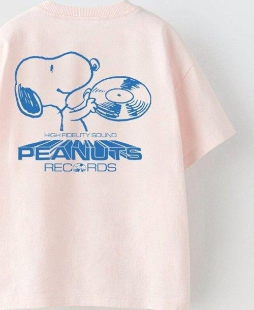 The Champ Peanuts Records Baskılı Pembe Erkek Çocuk T-Shirt