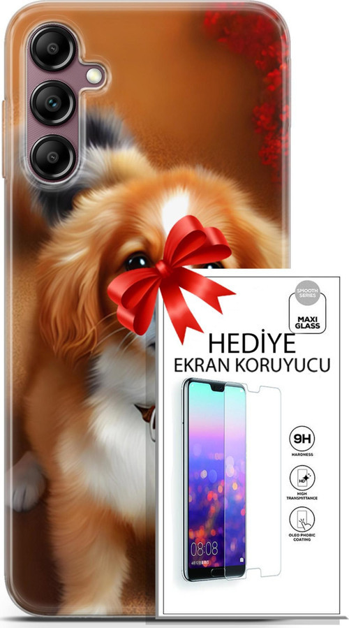 Samsung Galaxy A14 5G Kılıf Orijinal Seri Dogs 14 King Charles Spaniel Cover Kılıf + Ön Ekran Koruyucu