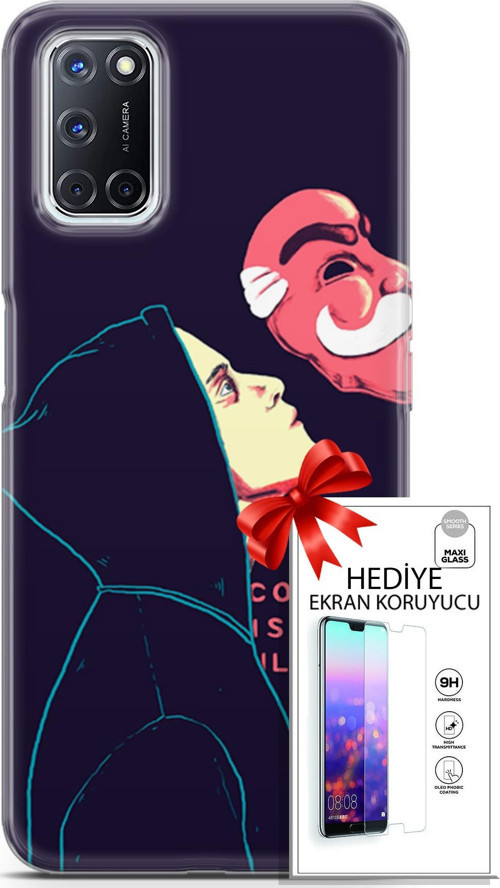 Oppo A52 Kılıf Orijinal Seri Algorand 18 Illusion Parlak Kılıf + Ekran Koruyucu Full Korumaketi