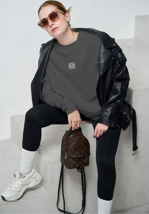 Füme Unisex Yüksek Baskı Bisiklet Yaka Oversize Sweatshirt