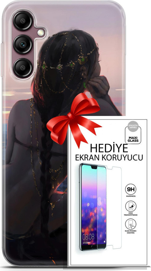 Samsung Galaxy A14 5G Kılıf Orijinal Seri Fantasy 25 Örgü Saç Soyulmayan Kılıf + Ekran Koruyucu Full