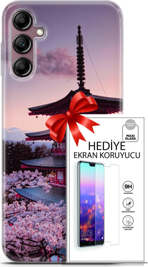 Samsung Galaxy A14 5G Kılıf Orijinal Seri Fantasy 04 Arakurayama Sengen Silikon Kılıf + Ekran Koruyucu