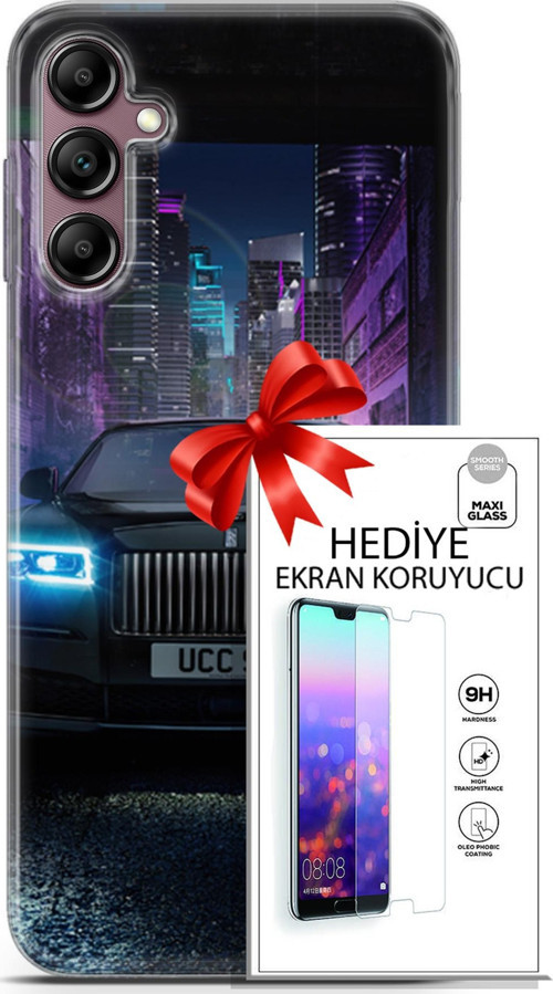Samsung Galaxy A14 5G Kılıf Orijinal Seri Fantasy 12 Rolls Royce Tasarım Kılıf + Ekran Koruyucu