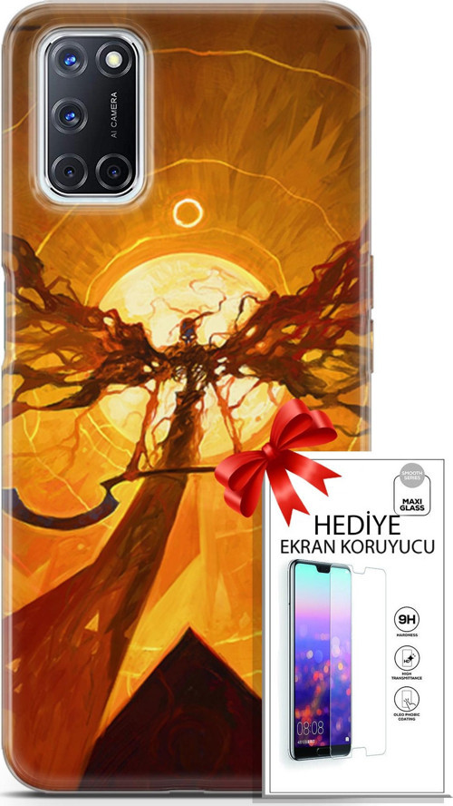 Oppo A52 Kılıf Orijinal Seri Cardano 27 Şeytan Lazer Kesim Silikon Ekran Koruyucu