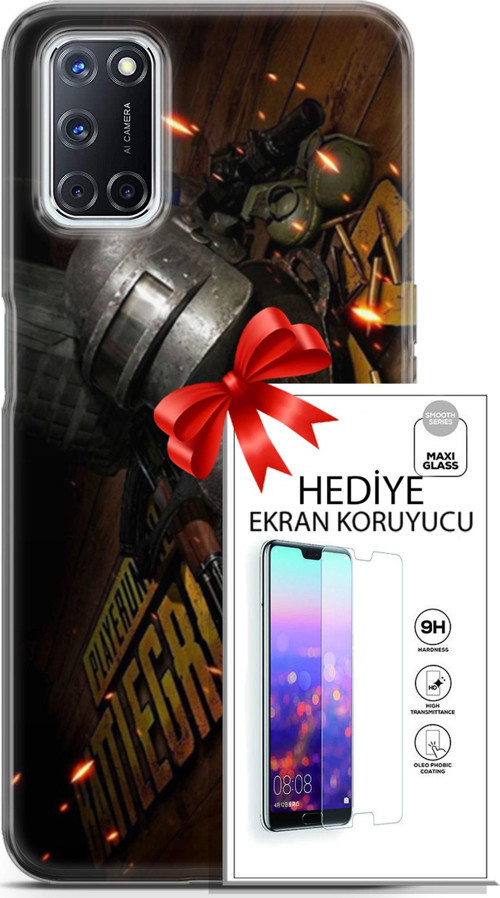Oppo A52 Kılıf Orijinal Seri Pubg 18 Tabela Parlak Kılıf + Ekran Koruyucu Full Korumaketi