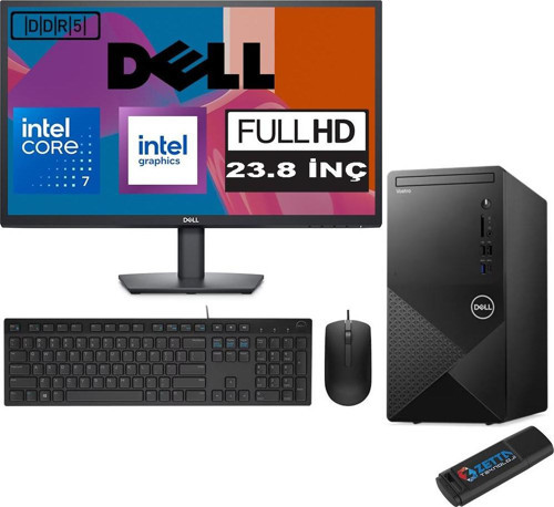 Vostro 3030 mt Intel Core I7 12700 32GB Ddr5 2tb SSD 23.8" Fhd Windows 11 Home Intel® UHD Graphics 730 Masaüstü Bilgisayar 23N3030I7EMEAH19 + Zetta USB Bellek