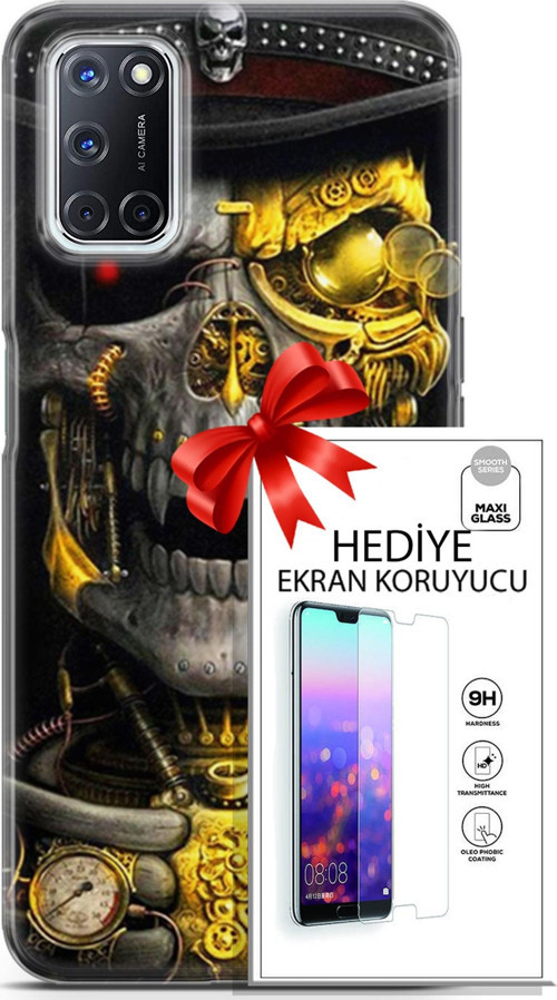 Oppo A52 Kılıf Orijinal Seri Pubg 22 Skeleton Kap + Ekran Koruyucu