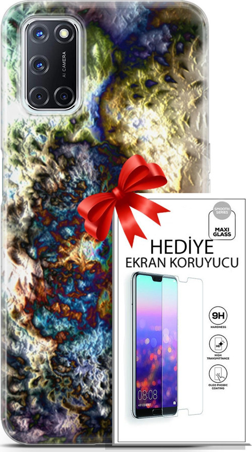 Oppo A52 Kılıf Orijinal Seri Nature 13 Volkanik Case Kapak Ekran Koruyucu