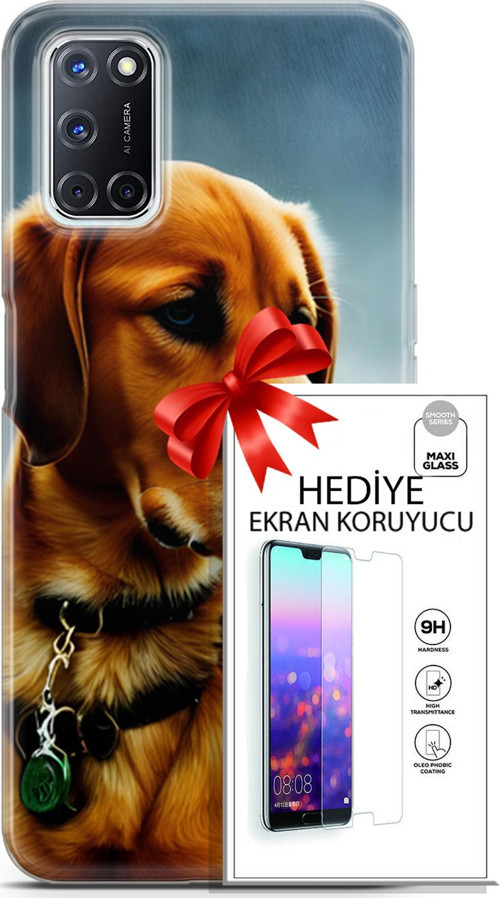 Oppo A52 Kılıf Orijinal Seri Dogs 04 Labrador Silikon Kılıf + Ekran Koruyucu Full Korumaketi