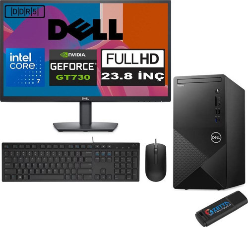 Vostro 3030 mt Intel Core I7 12700 96GB Ddr5 512GB SSD 23.8" Fhd Windows 11 Pro Nvidia GT730-4GB Masaüstü Bilgisayar 23N3030I7GT730P02 + Zetta USB Bellek
