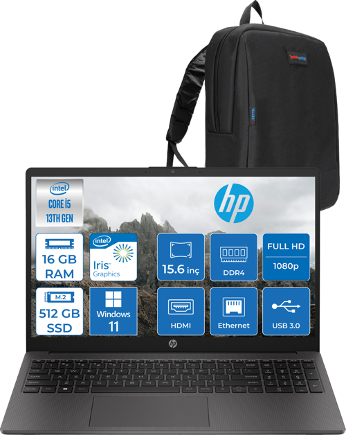 250 G10 Intel Core I5 1334U 16GB 512GB SSD Intel® Iris® Xᵉ Grafik Windows 11 Home 15.6" Taşınabilir Bilgisayar B2NC5ESH07 + Zetta Çanta