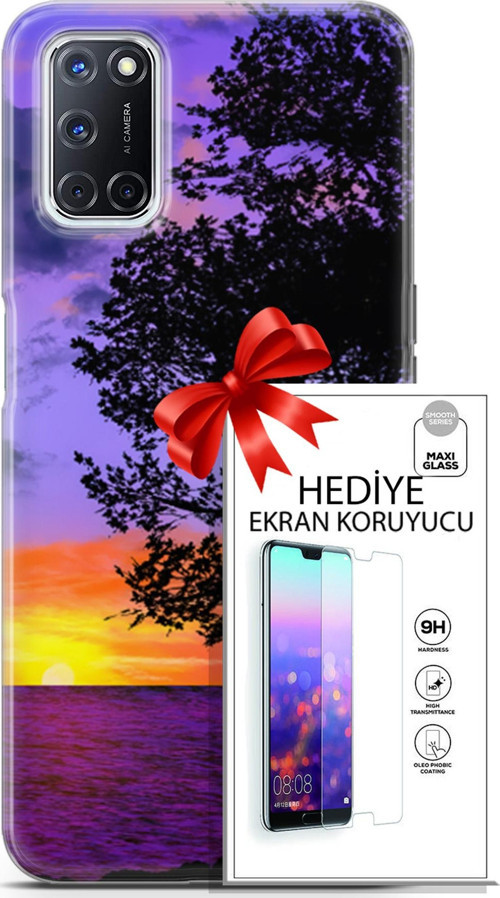 Oppo A52 Kılıf Orijinal Seri Fantasy 06 Ağaç Koruyucu Kapak Ekran Koruyucu