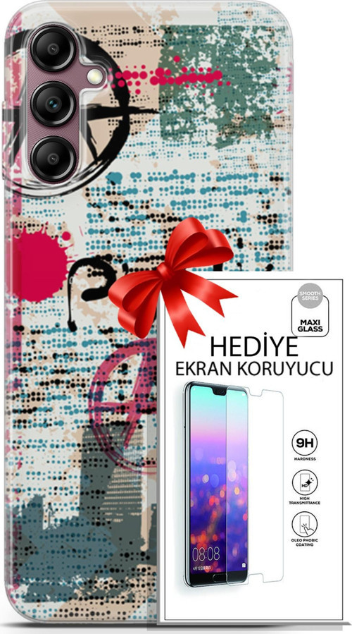 Samsung Galaxy A14 5G Kılıf Orijinal Seri Punky 12 Punk Duvar Yazıları Tasarım Kılıf + Ekran Koruyucu