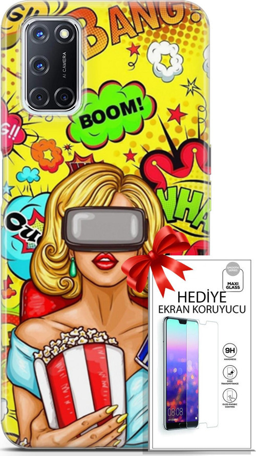 Oppo A52 Kılıf Orijinal Seri Bounce 27 Jody King Lazer Kesim Silikon Ekran Koruyucu