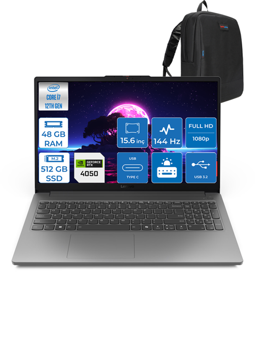 Loq Intel Core I7 12650HX 48GB Ddr5 512GB SSD 6GB/RTX4050 Freedos 15.6" Fhd 144Hz Yapay Zeka Destekli Taşınabilir Bilgisayar 15IAX9EF13 + Zettaçanta