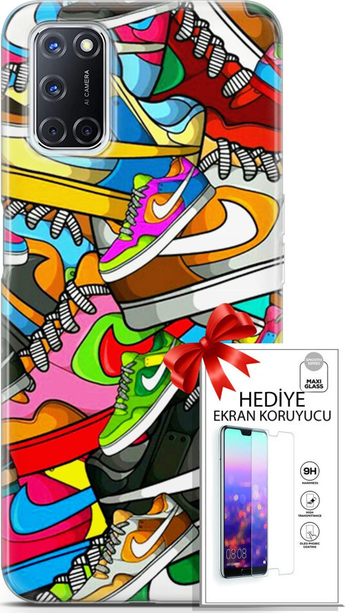 Oppo A52 Kılıf Orijinal Seri Bounce 25 Jess Dawson Soyulmayan Kılıf + Ekran Koruyucu Full Korumak