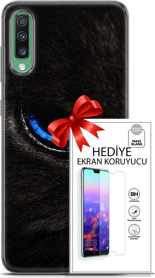 Samsung Galaxy A50 Kılıf Orijinal Seri Scotish-British 25 Maine Coon Soyulmayan Kılıf + Ekran Koruyucu