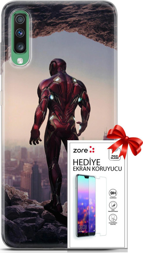 Samsung Galaxy A50 Kılıf Orijinal Seri Supers 02 Iron Man Kapak Ve Ekran Koruyucu