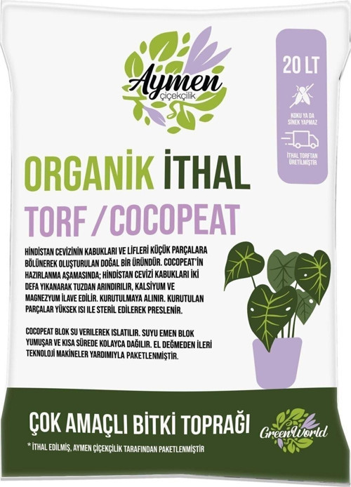 20 Litre Ithal Torf Cocopeat Ponza Özel Karışım Saksı Harcı Çiçek Ve Bitki Toprağı - Kokopit