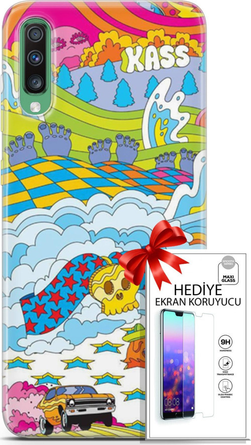 Samsung Galaxy A50 Kılıf Orijinal Seri Cardano 01 Yıldız Bulut Telefon Kılıfı + Ekran Koruyucu