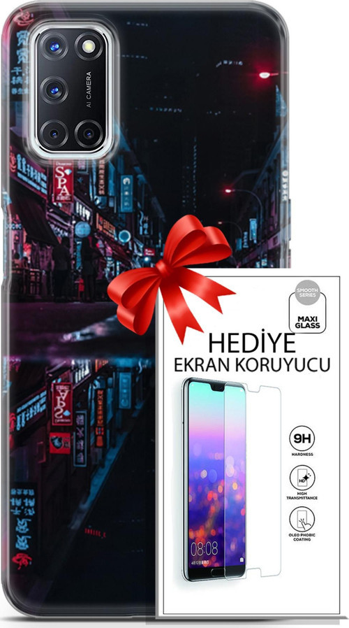 Oppo A52 Kılıf Orijinal Seri Cyberpunk 24 Spa Darbe Emici Kılıf + Ekran Koruyucu