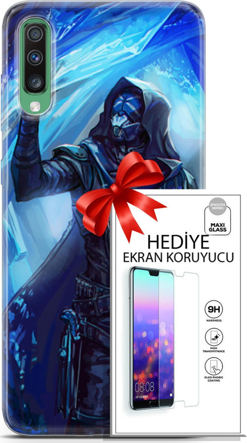 Samsung Galaxy A50 Kılıf Orijinal Seri Pubg 13 Maskeli Case Kapak Ekran Koruyucu