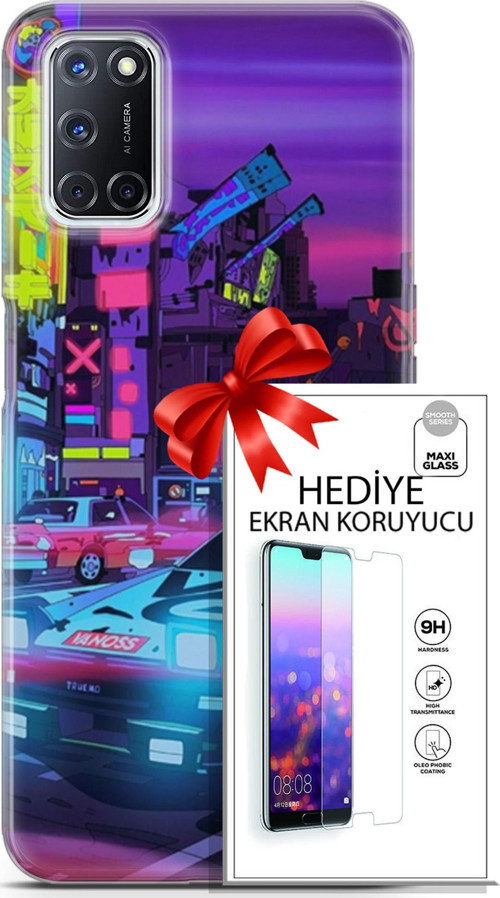 Oppo A52 Kılıf Orijinal Seri Cyberpunk 28 Gaming Vg İz Bırakmayan Kılıf + Ön Ekran Koruyucu
