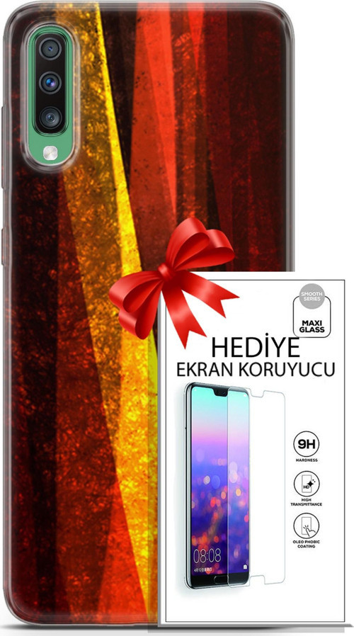 Samsung Galaxy A50 Kılıf Orijinal Seri Nature 17 Sarı Katman Yumuşak Kılıf + Ekran Koruyucu