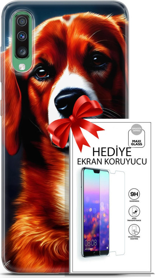 Samsung Galaxy A50 Kılıf Orijinal Seri Dogs 21 Spaniel Darbe Önleyici Kapak + Ön Ekran Koruyucu