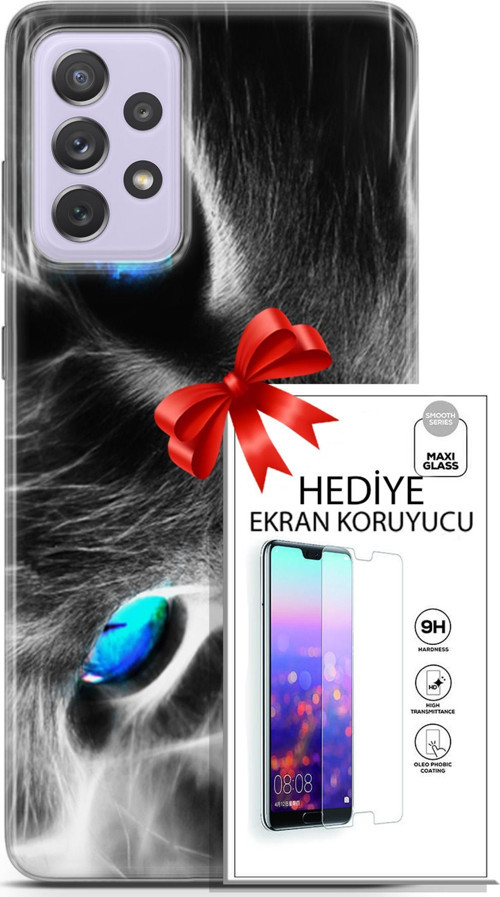 Samsung Galaxy A52 Kılıf Orijinal Seri Scotish-British 26 Amerikan Kedisi Soft Kapak + Ekran Koruyucu