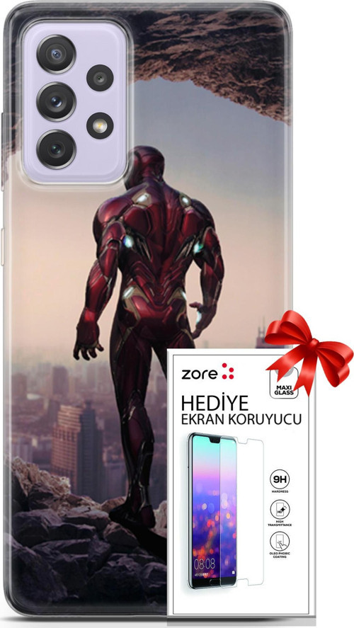 Samsung Galaxy A52 Kılıf Orijinal Seri Supers 02 Iron Man Kapak Ve Ekran Koruyucu