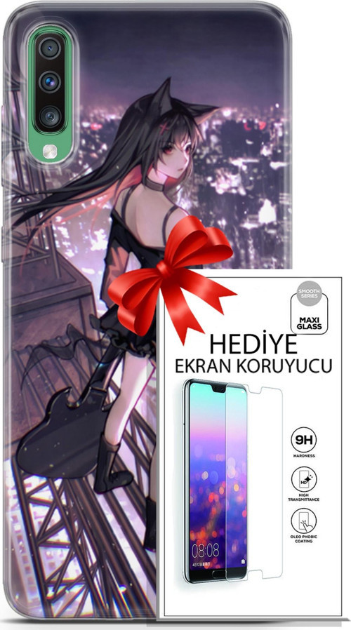 Samsung Galaxy A50 Kılıf Orijinal Seri Fantasy 20 Anime Çatıda Renkli Kılıf Ekran Koruyucu