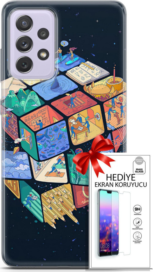 Samsung Galaxy A52 Kılıf Orijinal Seri Algorand 03 Rubik Arka Kapak + Ekran Koruyucu