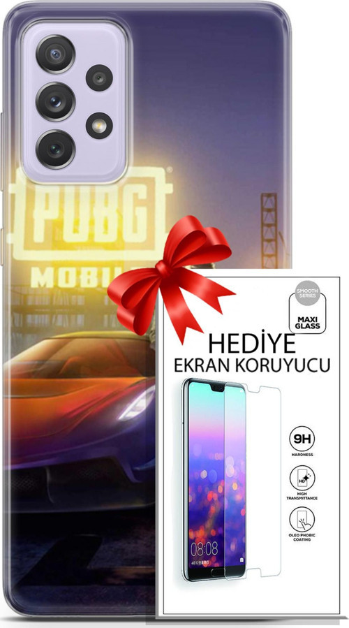 Samsung Galaxy A52 Kılıf Orijinal Seri Pubg 17 Arabalı Yumuşak Kılıf + Ekran Koruyucu