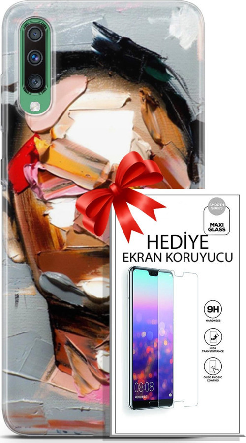 Samsung Galaxy A50 Kılıf Orijinal Seri Soul 01 Suratsız Telefon Kılıfı + Ekran Koruyucu