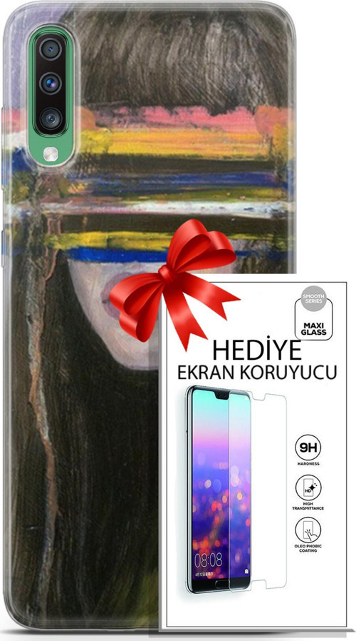 Samsung Galaxy A50 Kılıf Orijinal Seri Soul 21 Gözü Maskeli Darbe Önleyici Kapak + Ön Ekran Koruyucu