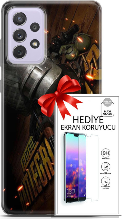 Samsung Galaxy A52 Kılıf Orijinal Seri Pubg 18 Tabela Parlak Kılıf + Ekran Koruyucu Full Korumake