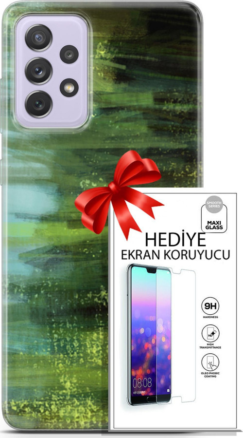 Samsung Galaxy A52 Kılıf Orijinal Seri Nature 21 Çalılar Darbe Önleyici Kapak + Ön Ekran Koruyucu