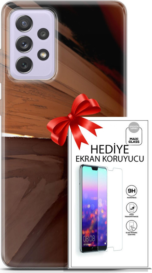 Samsung Galaxy A52 Kılıf Orijinal Seri Nature 01 Kahverengi Tonlar Telefon Kılıfı + Ekran Koruyucu
