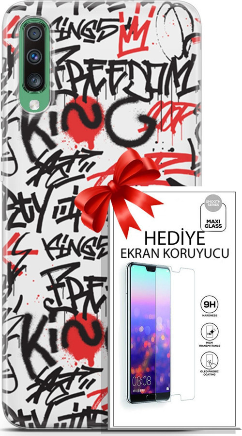 Samsung Galaxy A50 Kılıf Orijinal Seri Punky 22 King Freedom Kap + Ekran Koruyucu