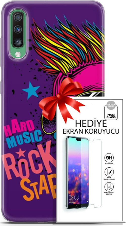Samsung Galaxy A50 Kılıf Orijinal Seri Punky 16 Rockstar Hediyelik Kılıf Ve Ekran Koruyucu