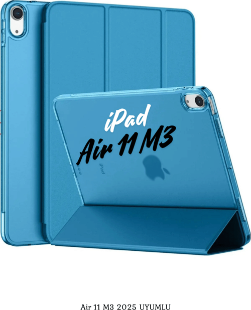 iPad Air 11 2025 M3 Çip Uyumlu Katlanabilir Standlı Smart Cover Fuchsia Tablet Kılıfı