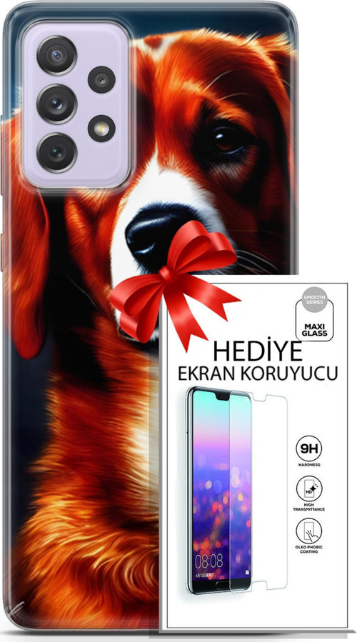 Samsung Galaxy A52 Kılıf Orijinal Seri Dogs 21 Spaniel Darbe Önleyici Kapak + Ön Ekran Koruyucu
