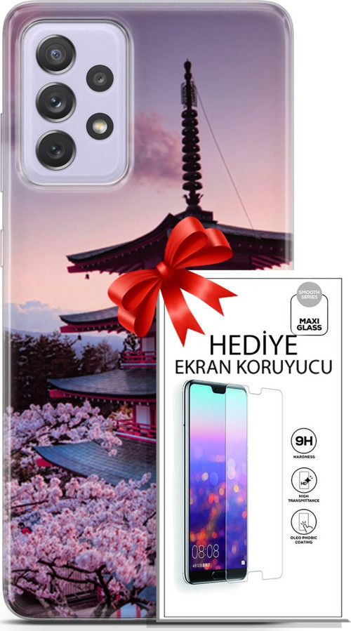 Samsung Galaxy A52 Kılıf Orijinal Seri Fantasy 04 Arakurayama Sengen Silikon Kılıf + Ekran Koruyucu