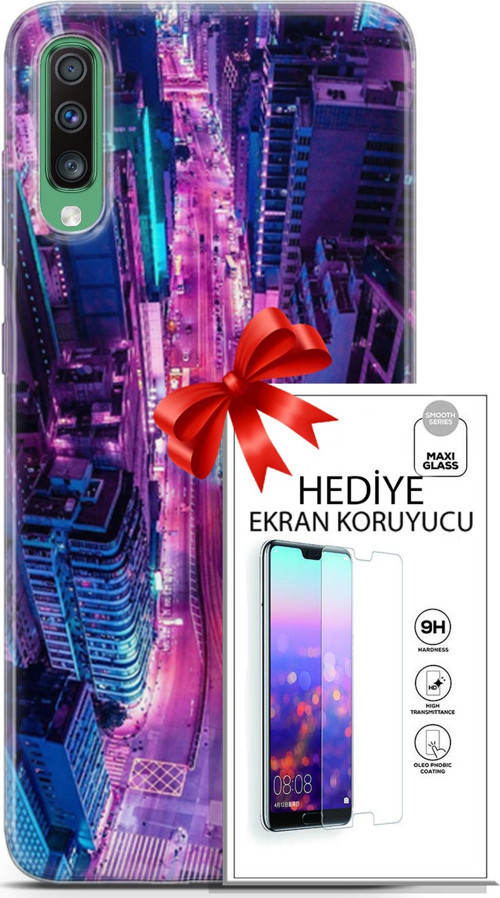 Samsung Galaxy A50 Kılıf Orijinal Seri Cyberpunk 22 Usa Kap + Ekran Koruyucu