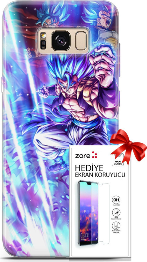 Samsung Galaxy S8 Kılıf Orijinal Seri Supers 17 Dragon Gogeta Anime Yumuşak Kılıf + Ekran Koruyucu