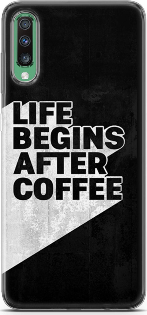 Samsung Galaxy A50 Kılıf Orijinal Seri Typo 02 Life Begins After Coffee Kapak