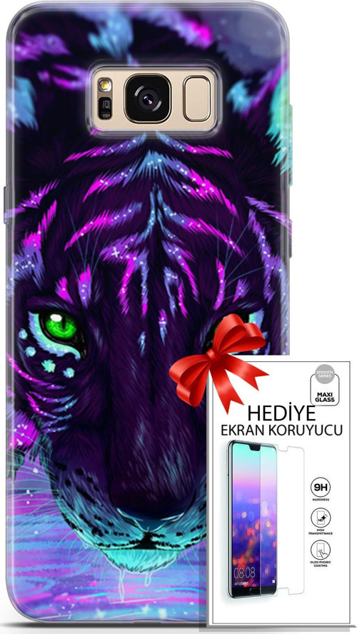 Samsung Galaxy S8 Kılıf Orijinal Seri Algorand 16 Pembe Neon Hediyelik Kılıf Ve Ekran Koruyucu