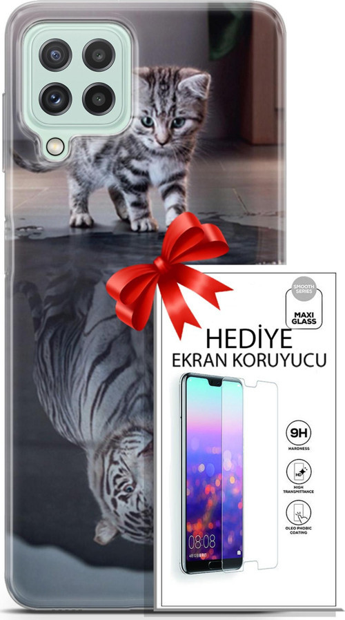 Samsung Galaxy A22 Kılıf Orijinal Seri Scotish-British 15 Yavru British Kalın Silikon + Ekran Koruyucu